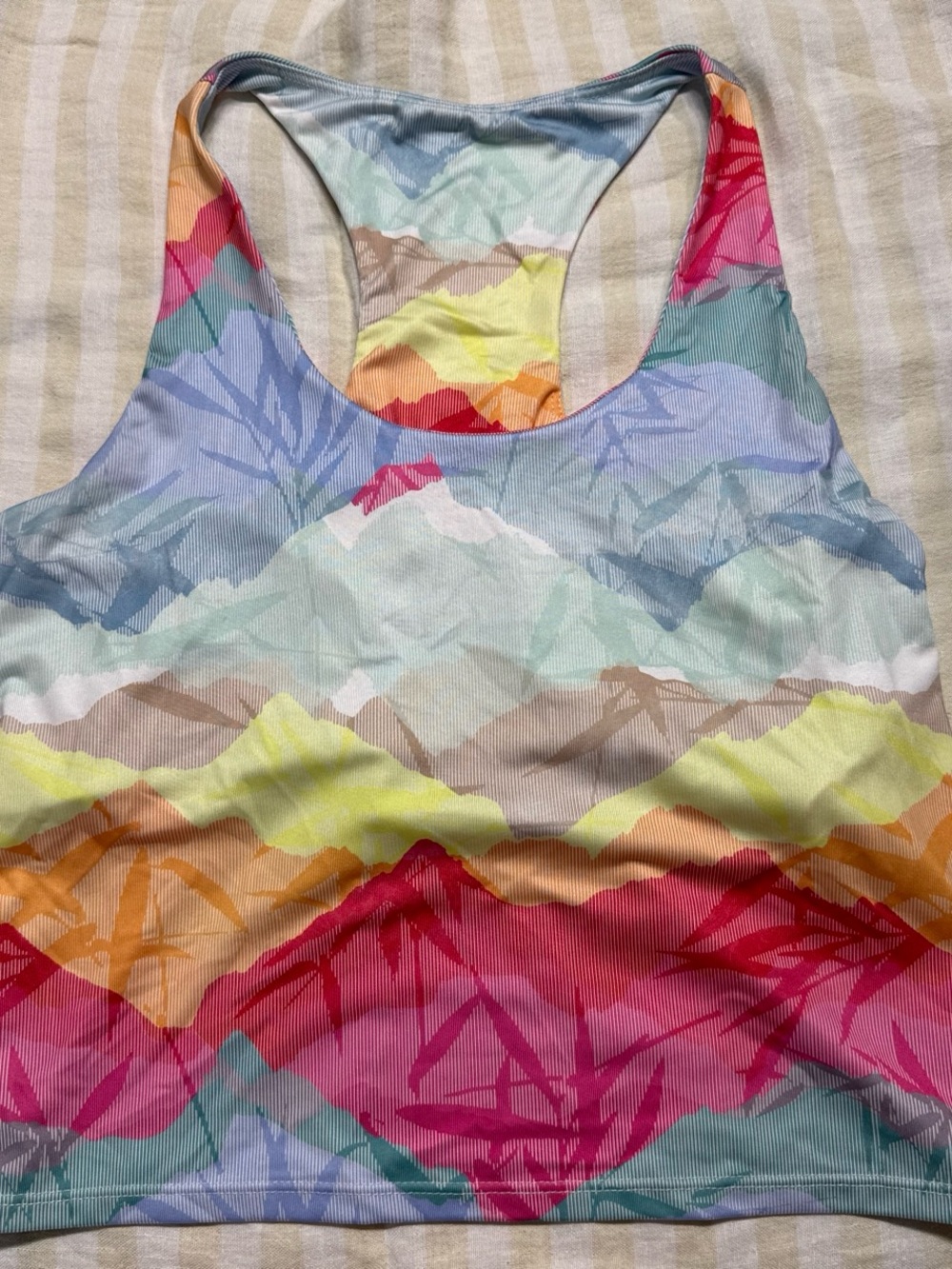 Pro Player Multicolor Racerback Tank Top with Pastel & Bright Stripe Print